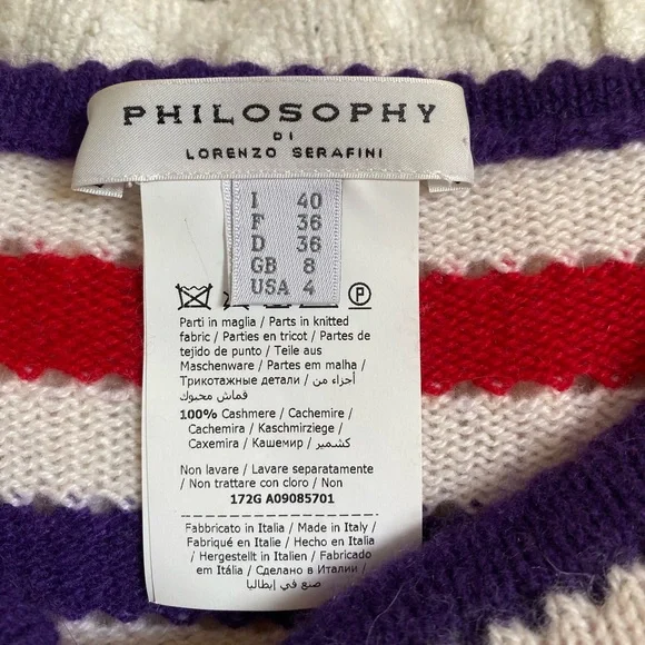 {Philosophy di Lorenzo Seraphini} Striped Ruffle Cashmere Sweater - Picture 15 of 16